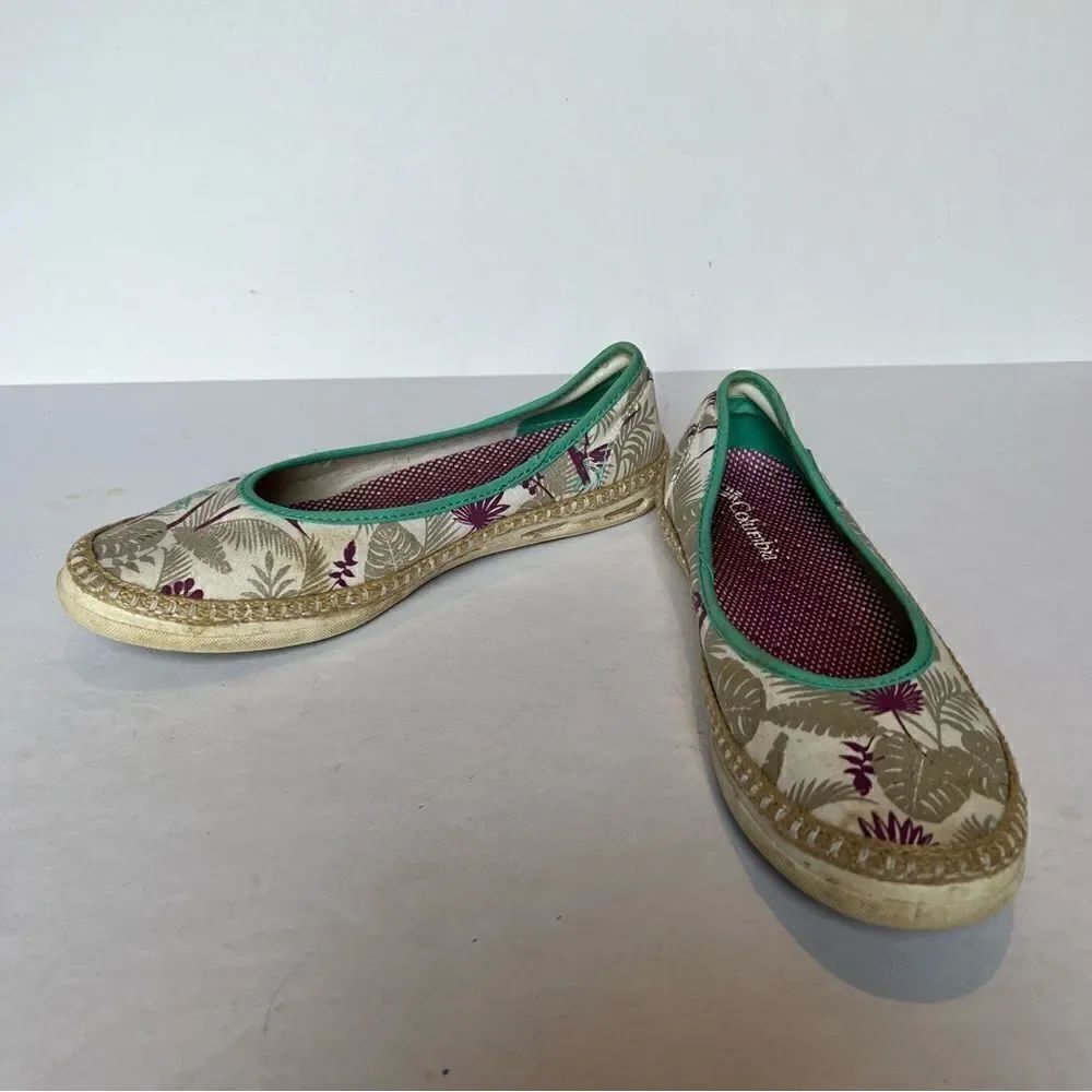 Columbia Women's Canvas Flat Shoes Purple/Tan/Cream Size 9 Vented